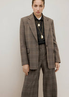 Wool-Blend Checked Trousers