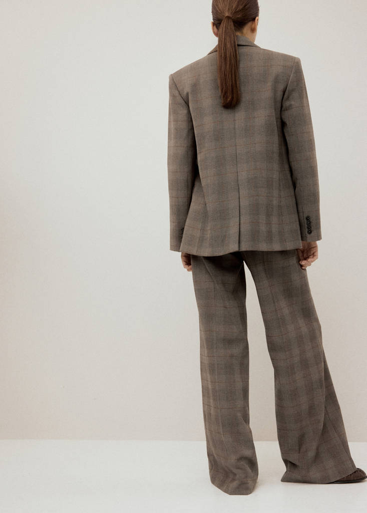 Wool-Blend Checked Trousers