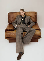 Wool-Blend Checked Trousers