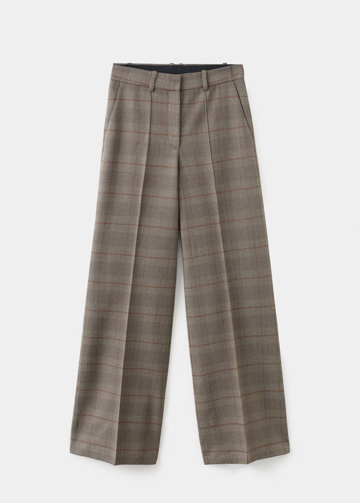 Wool-Blend Checked Trousers