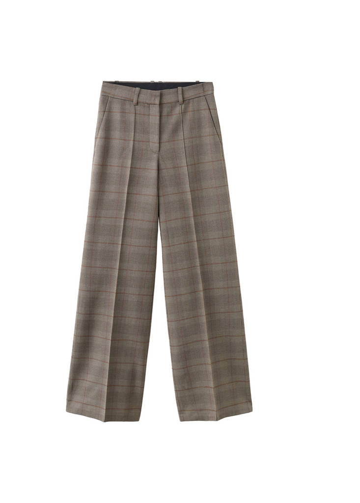 Wool-Blend Checked Trousers