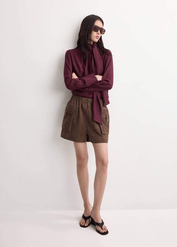 Long-Sleeved Blouse With Scarf Collar