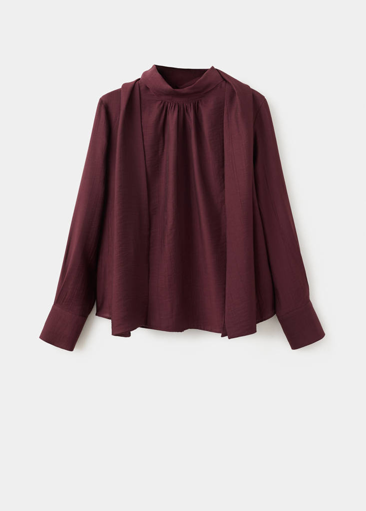 Long-Sleeved Blouse With Scarf Collar