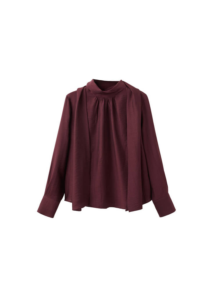 Long-Sleeved Blouse With Scarf Collar