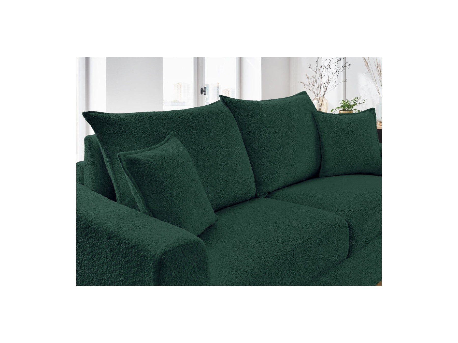 Sofá recto convertible con apertura exprés - Augustin - Tejido bouclé - 160X200