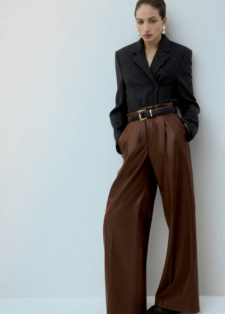 Pantalon Large En Cuir Synthétique