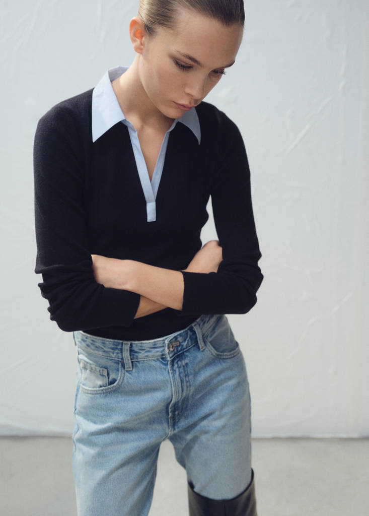 Pull-Over Col Chemise Combiné