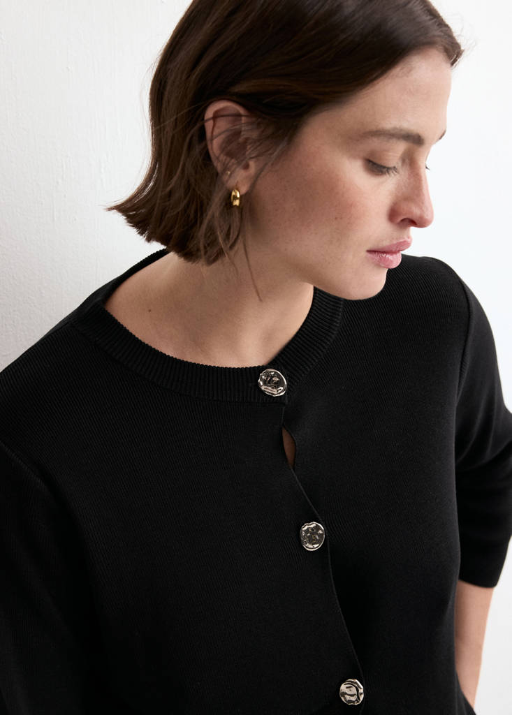 Cardigan in Maglia con Bottoni Gioiello