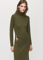 Robe Maille Col Montant Broche