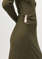 Robe Maille Col Montant Broche