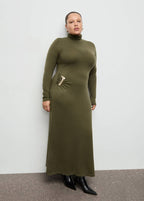 Robe Maille Col Montant Broche