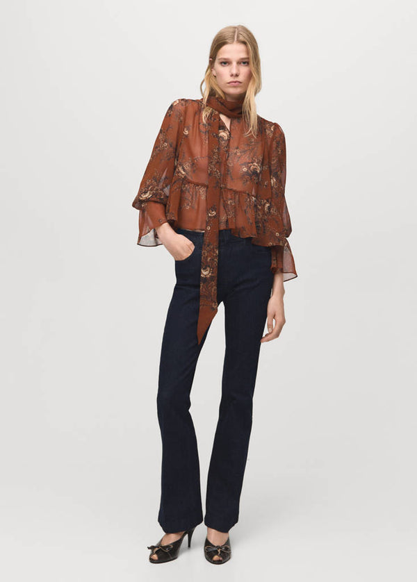 Blouse Nœud Imprimé Fleuri