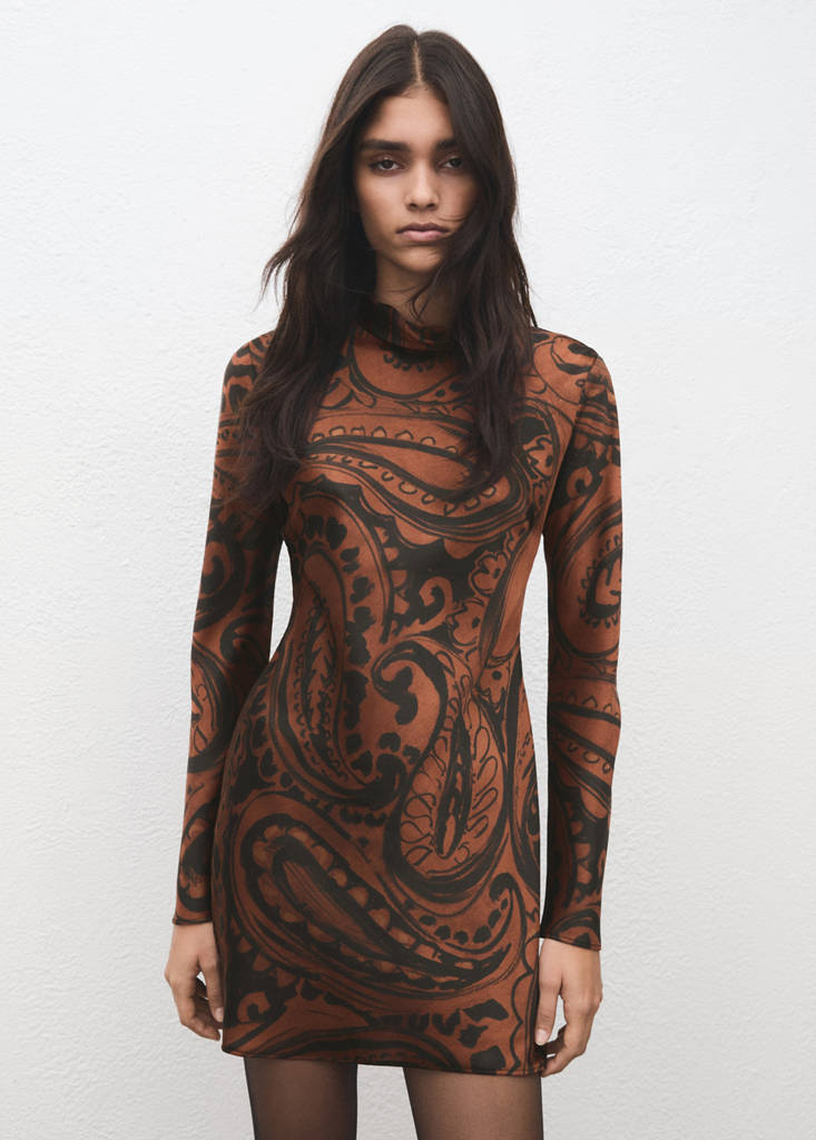Robe Satinée En Imprimé Cachemire