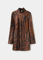 Robe Satinée En Imprimé Cachemire