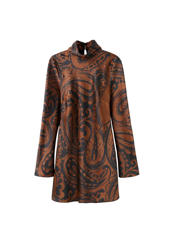 Robe Satinée En Imprimé Cachemire