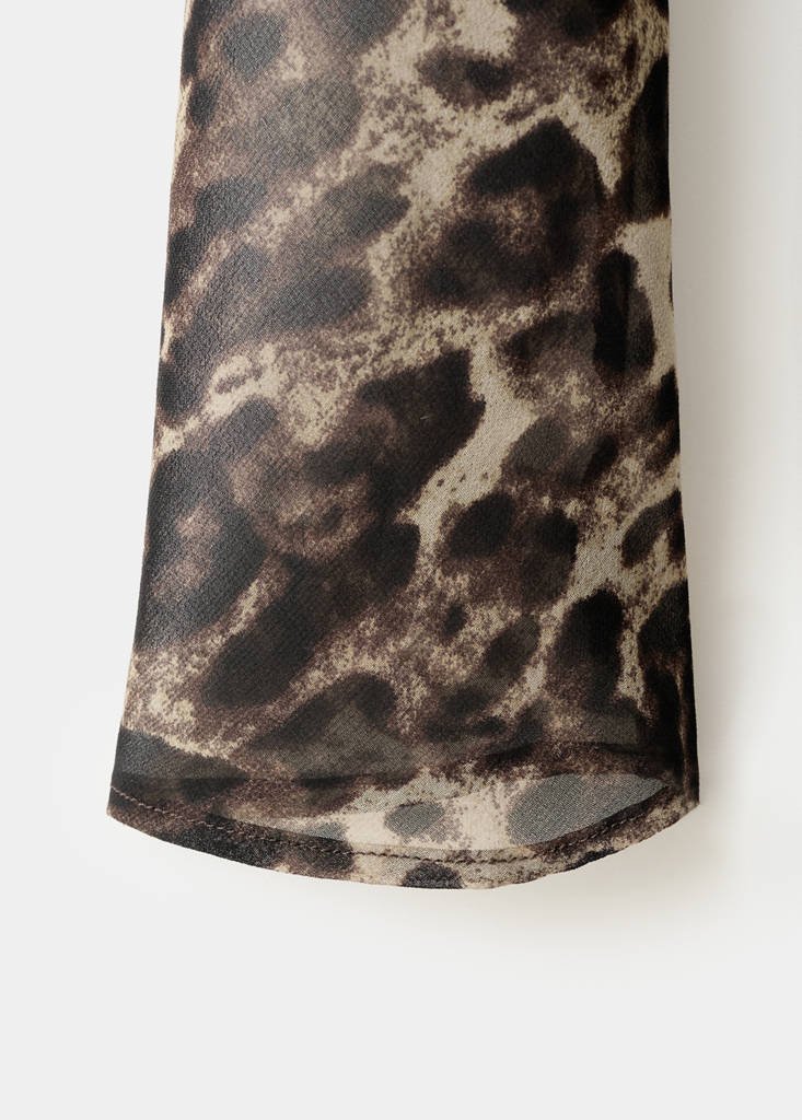 Gathered Waist Leopard Dress