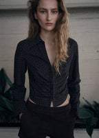 Gathered Checked Blouse