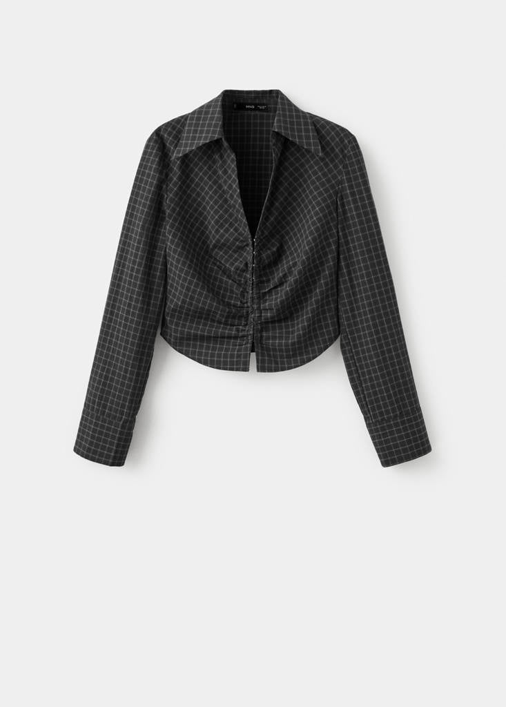 Gathered Checked Blouse