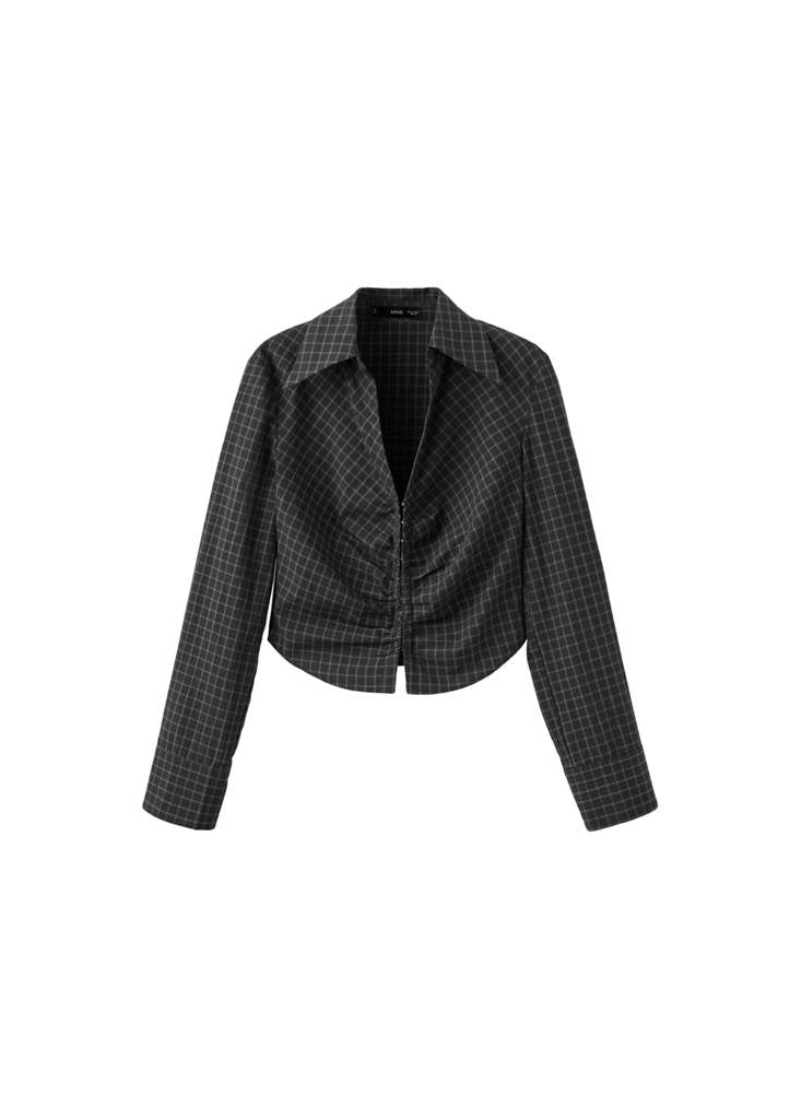 Gathered Checked Blouse
