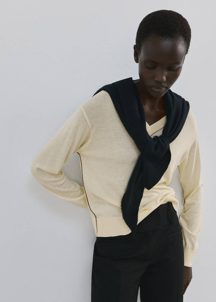 V-Neck Jumper with Contrast Trim