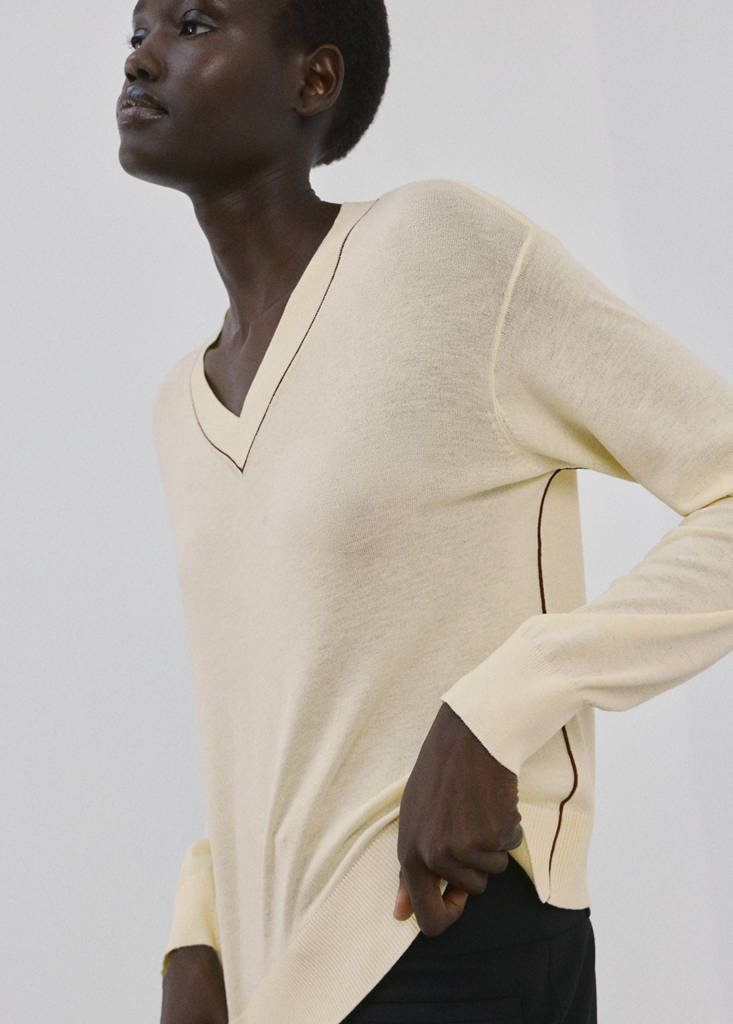 V-Neck Jumper with Contrast Trim