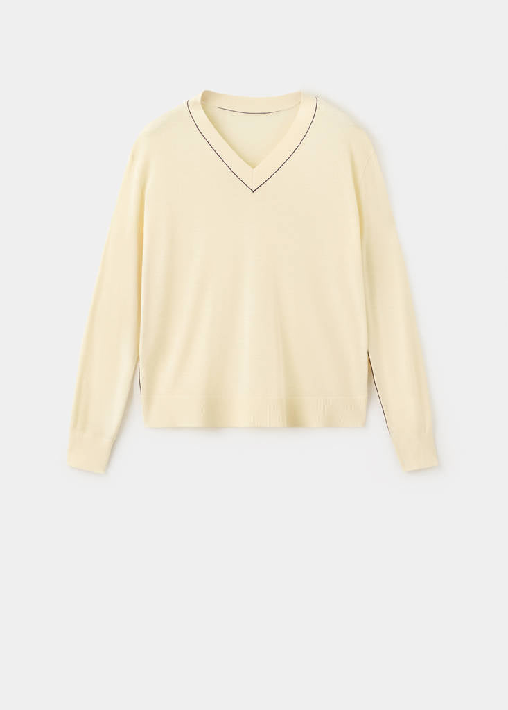 V-Neck Jumper with Contrast Trim