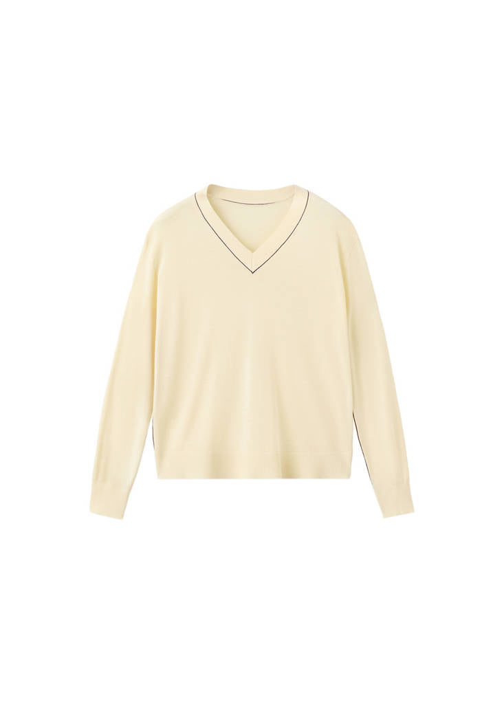 V-Neck Jumper with Contrast Trim