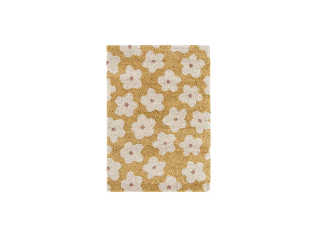 Suzy - Alfombra de pelo corto - Motivo floral - Amarillo