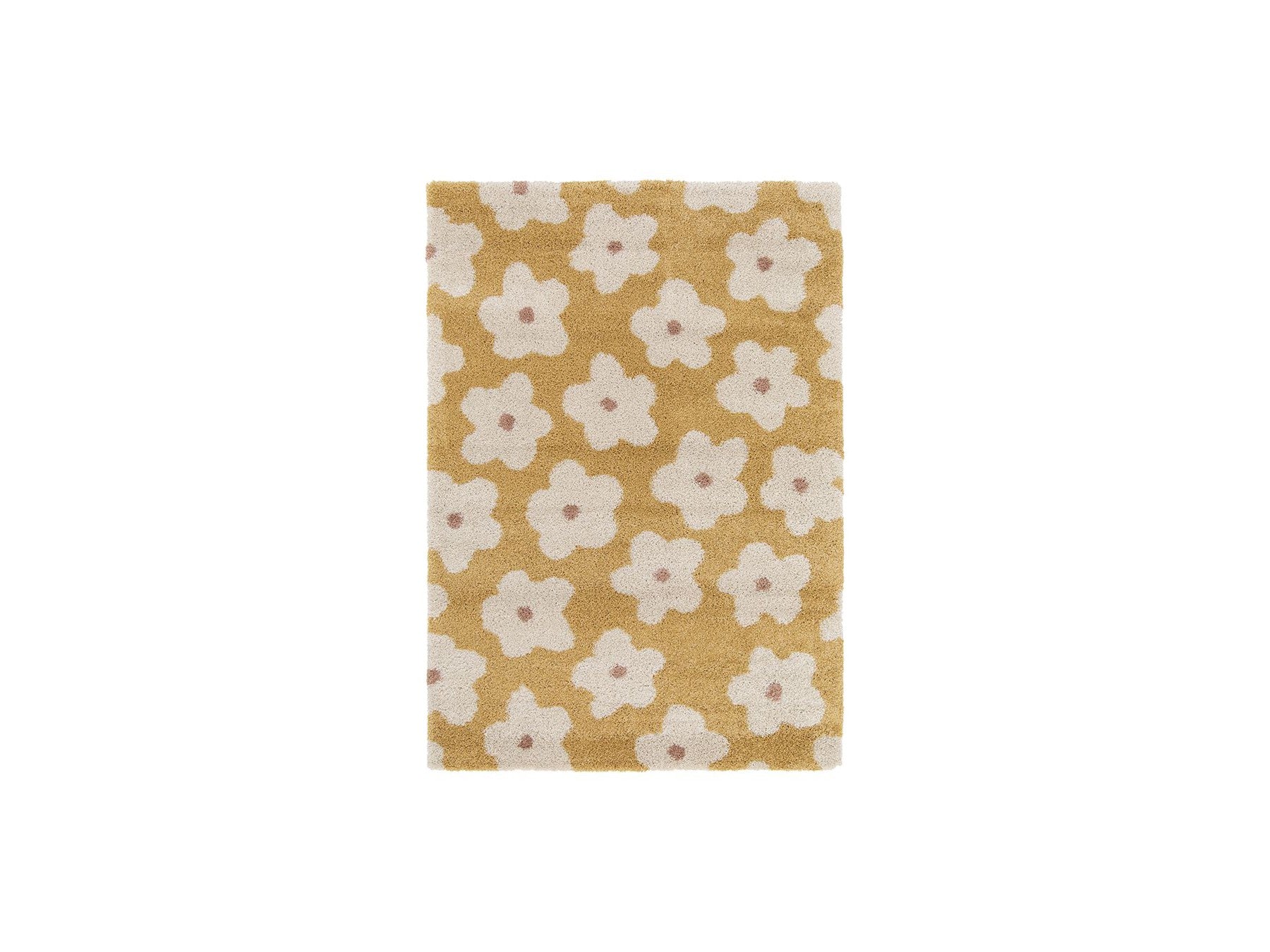 Suzy - Alfombra de pelo corto - Motivo floral - Amarillo