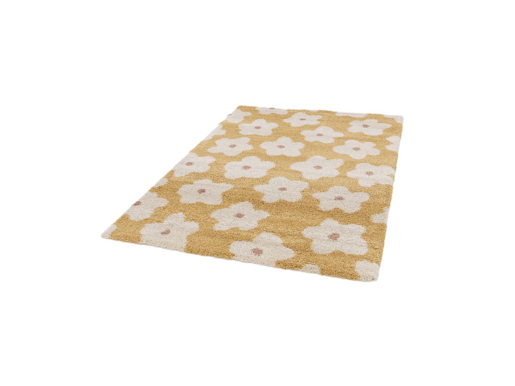 Suzy - Alfombra de pelo corto - Motivo floral - Amarillo