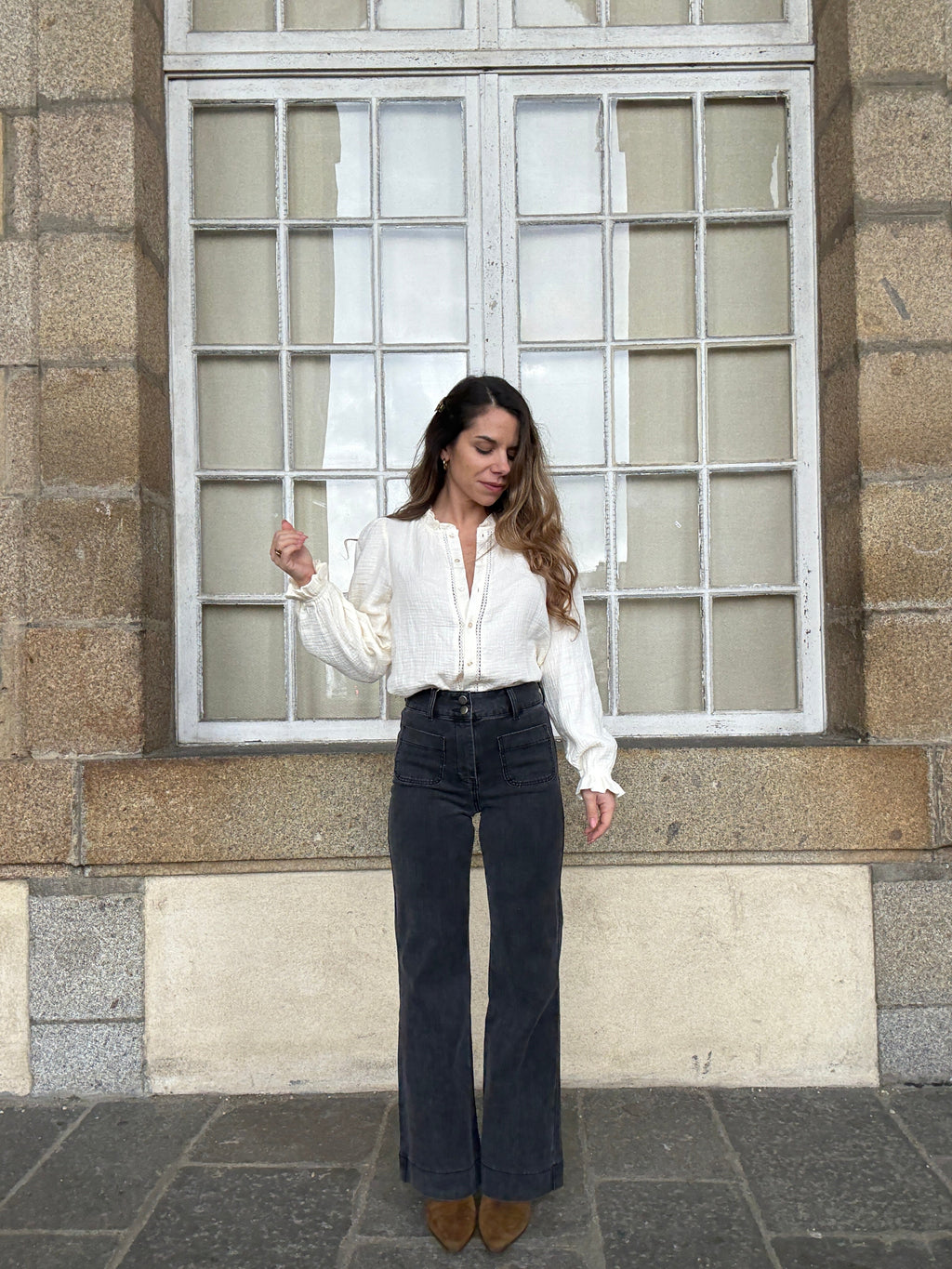 Blouse Écrue En Double Gaze Lili