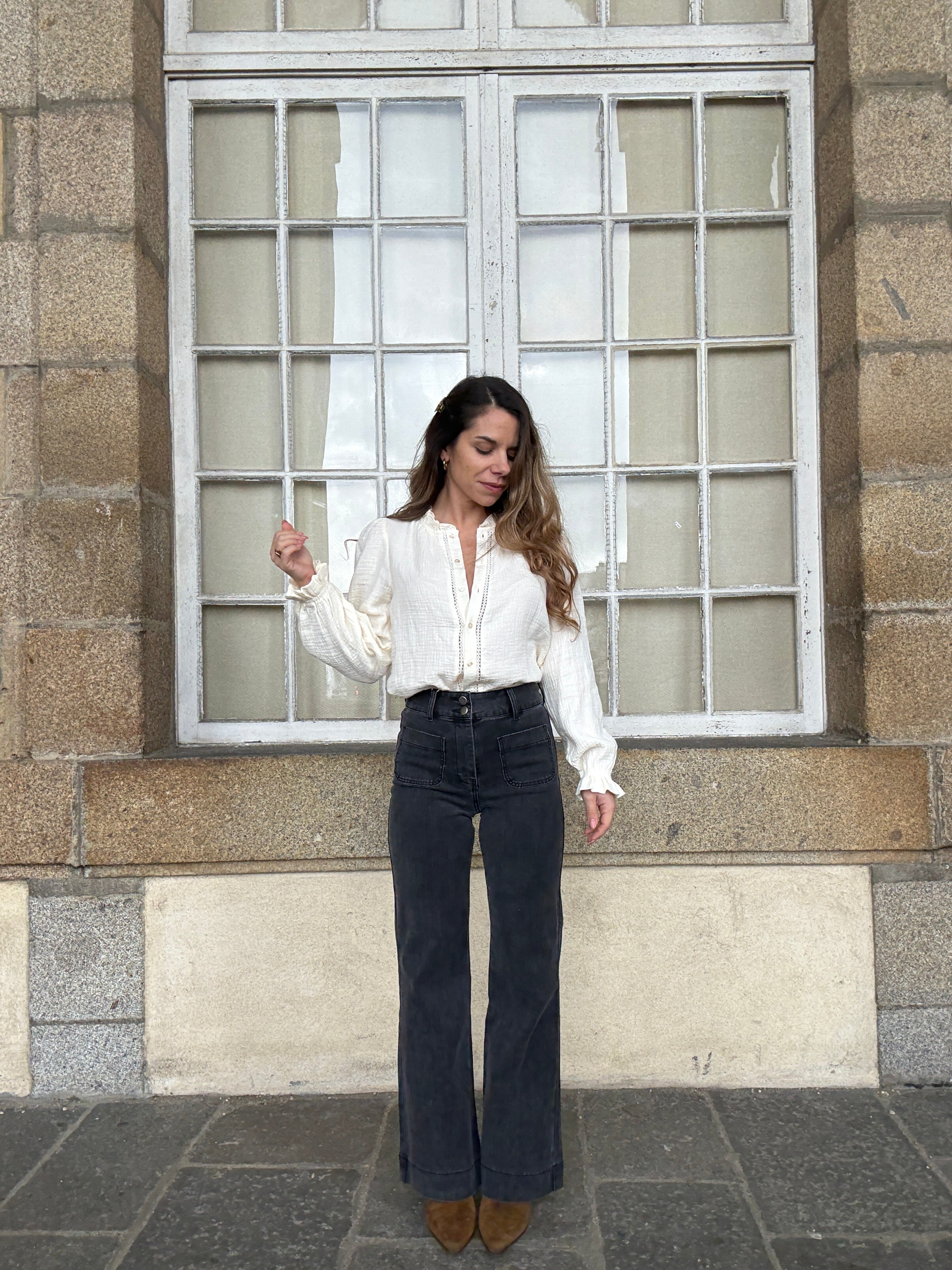 Blouse Écrue En Double Gaze Lili