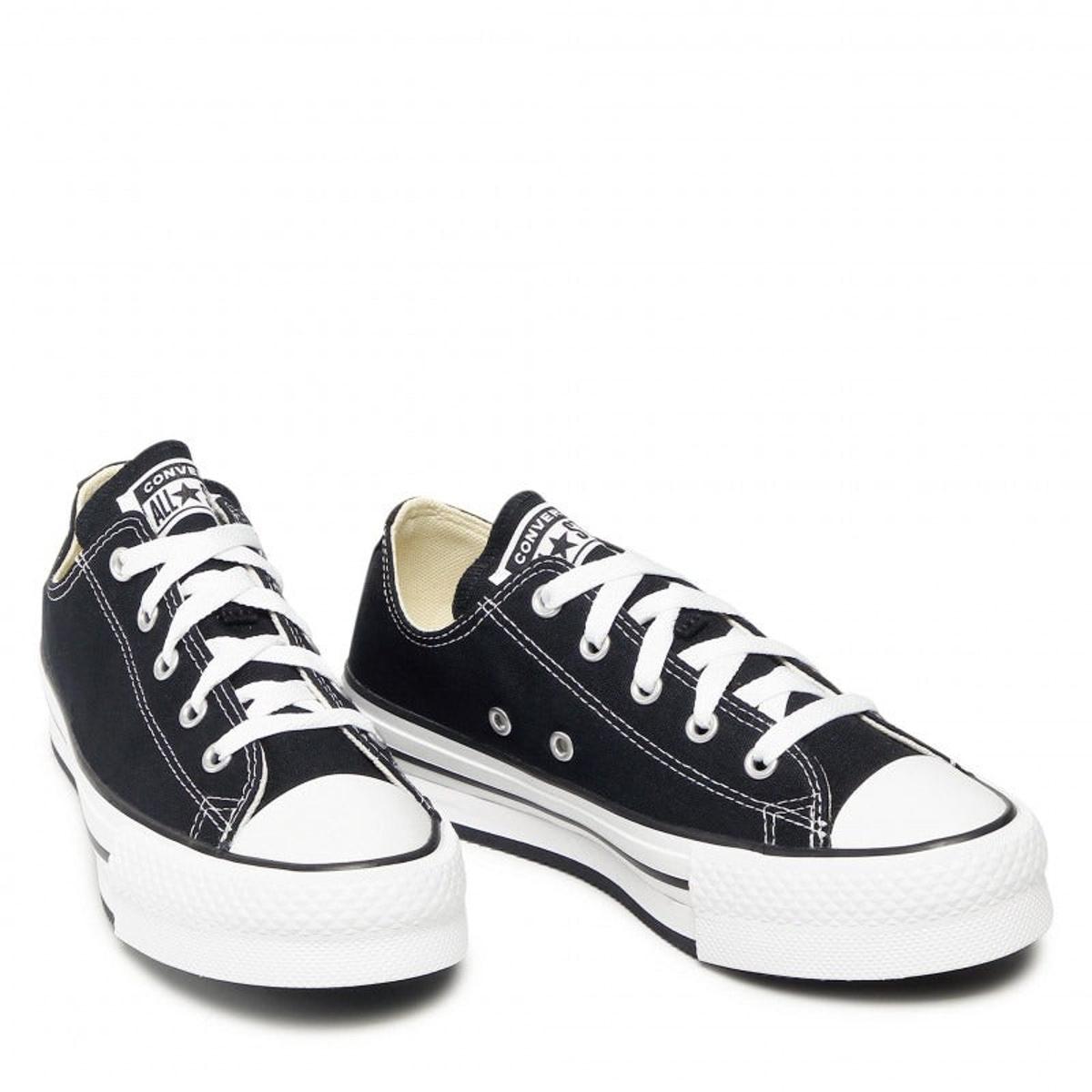 Canvas All Star Lift Hi Jr Sneakers - Black/White