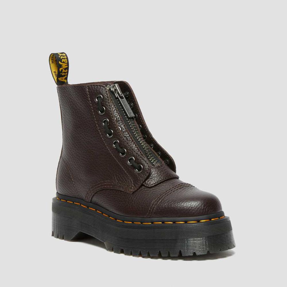 Dr Martens - Sinclair Burgundy Milled Nappa Boots - Red - Women's