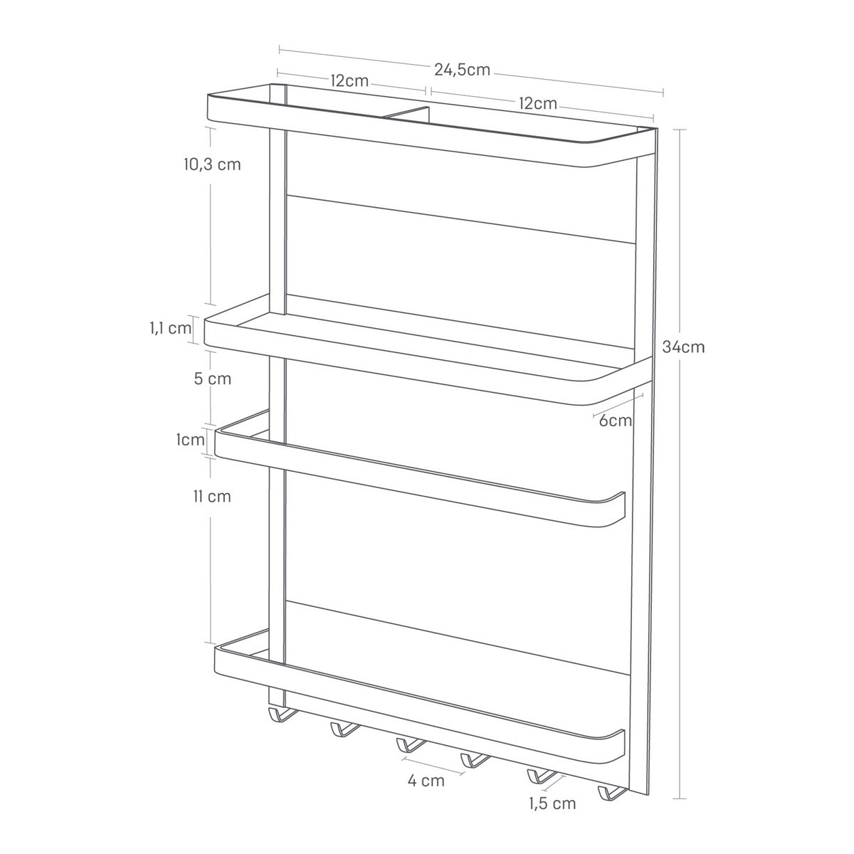 Magnetic Refrigerator Shelf - Tower - Black