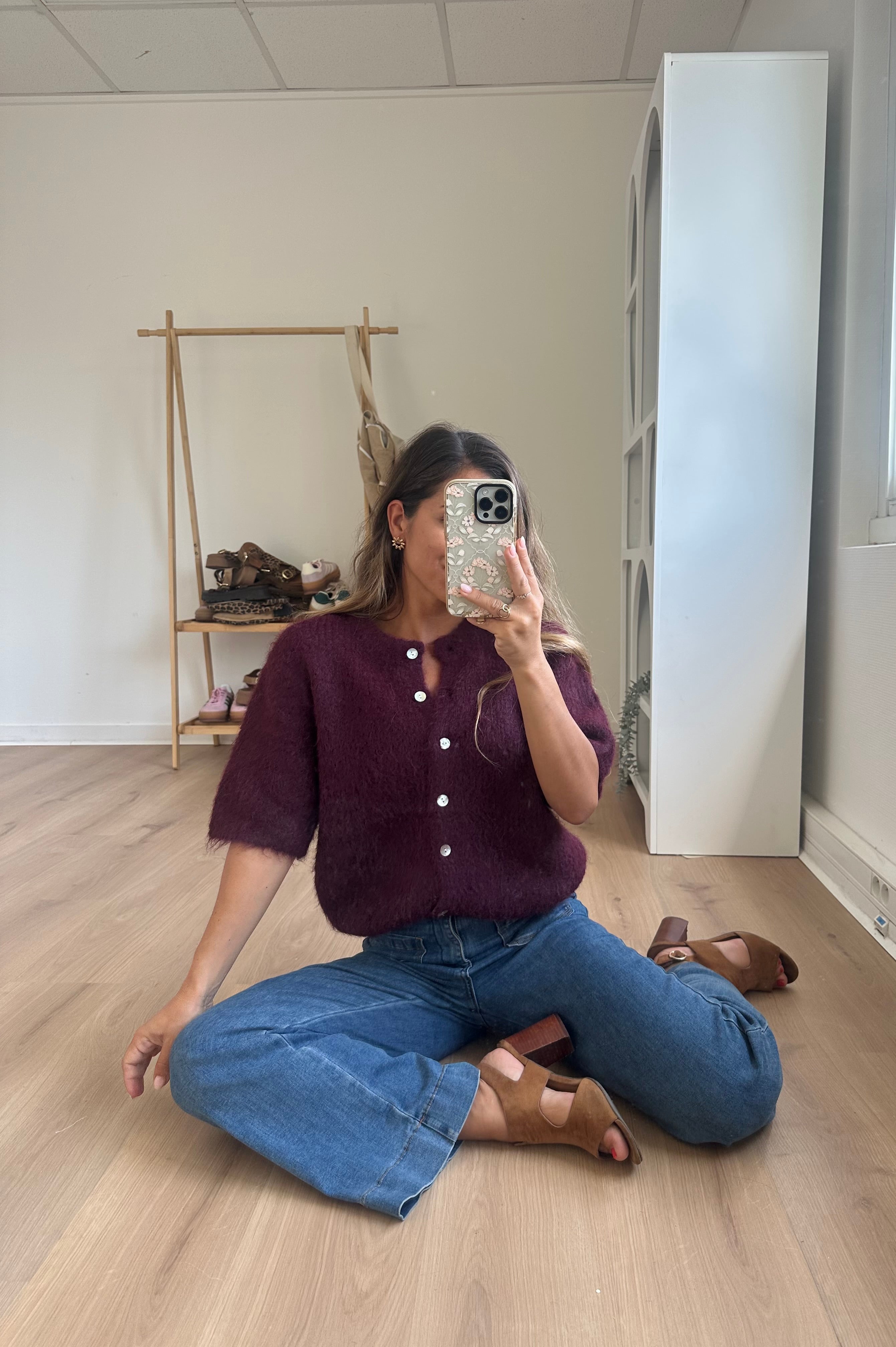 Elisa burgundy short-sleeved knit
