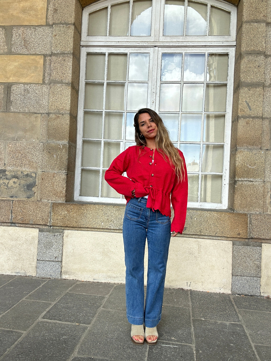 Nora red cardigan