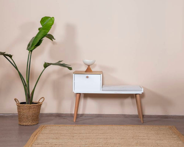 Banc Bohem - Blanc / Chêne