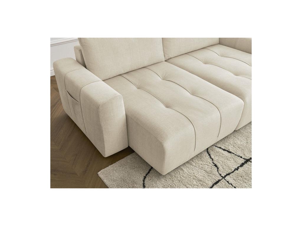 Sofá recto fijo de 4 plazas - Arsene - Asiento profundo - Tejido de terciopelo