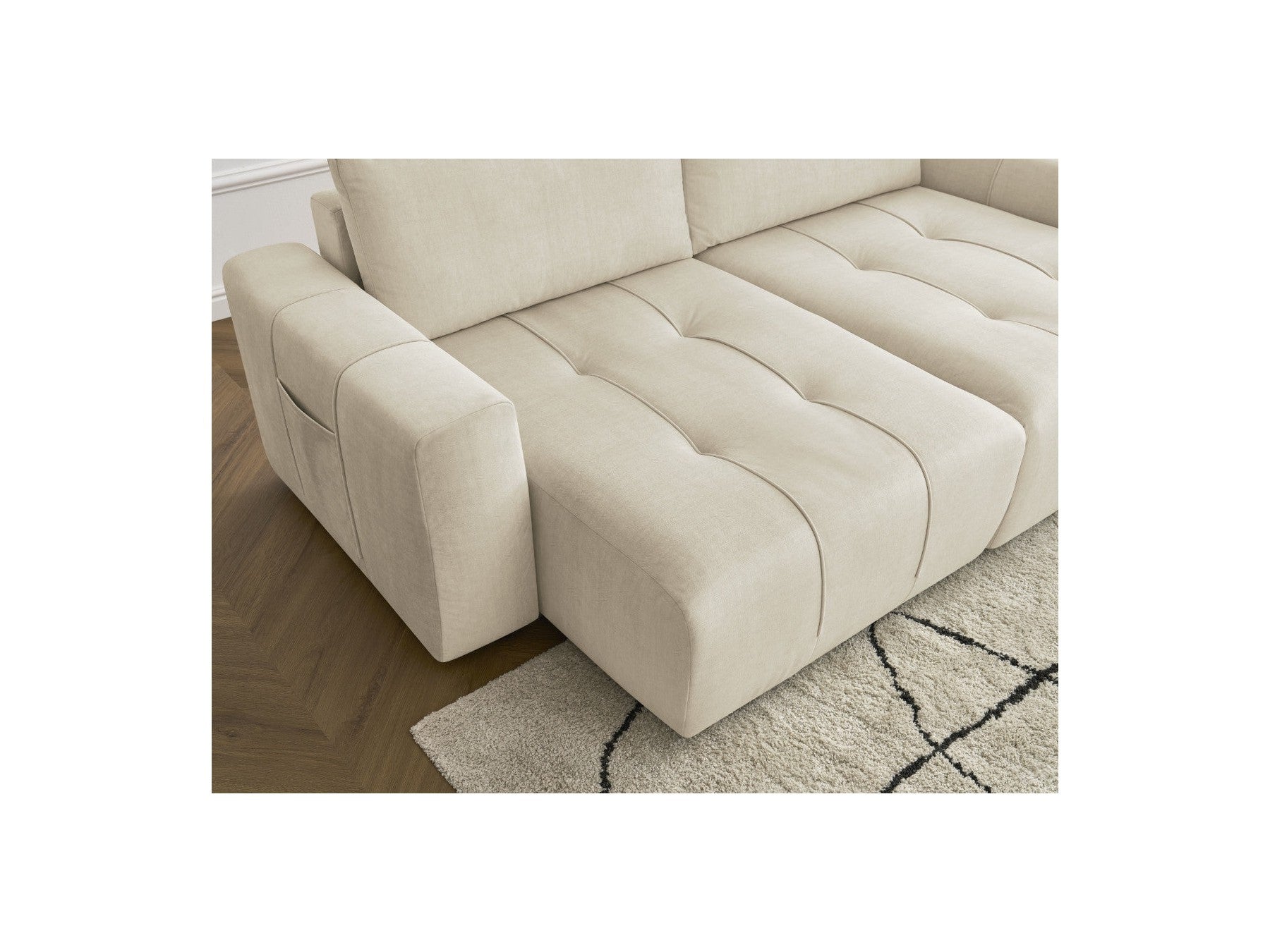 Sofá recto fijo de 4 plazas - Arsene - Asiento profundo - Tejido de terciopelo