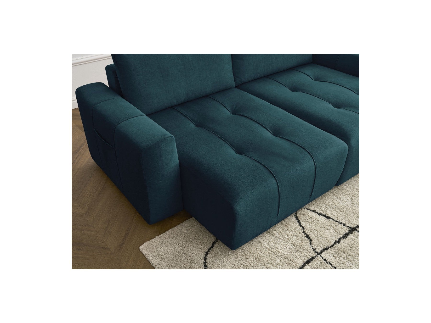 Sofá recto fijo de 4 plazas - Arsene - Asiento profundo - Tejido de terciopelo