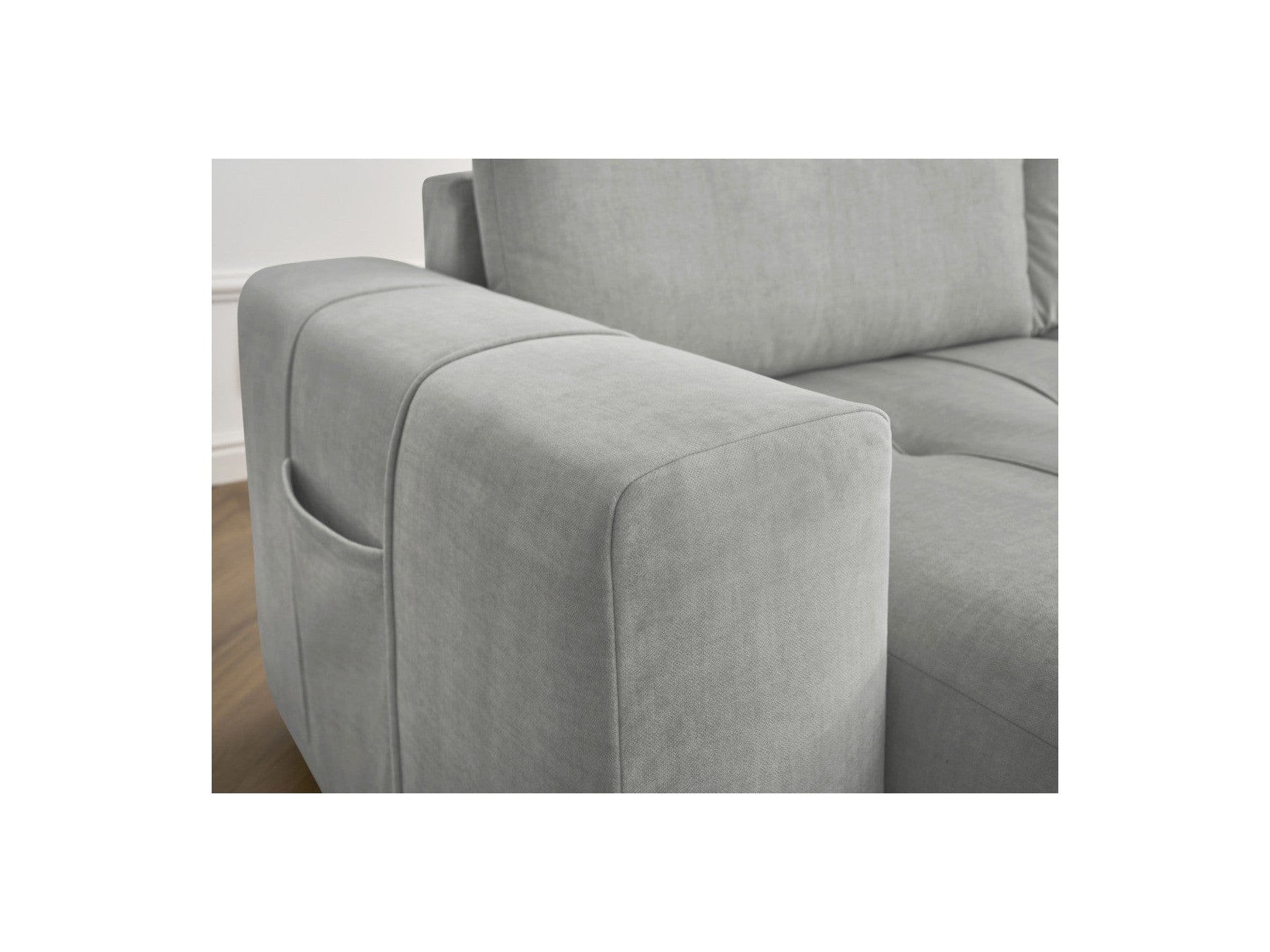 Sofá recto fijo de 4 plazas - Arsene - Asiento profundo - Tejido de terciopelo