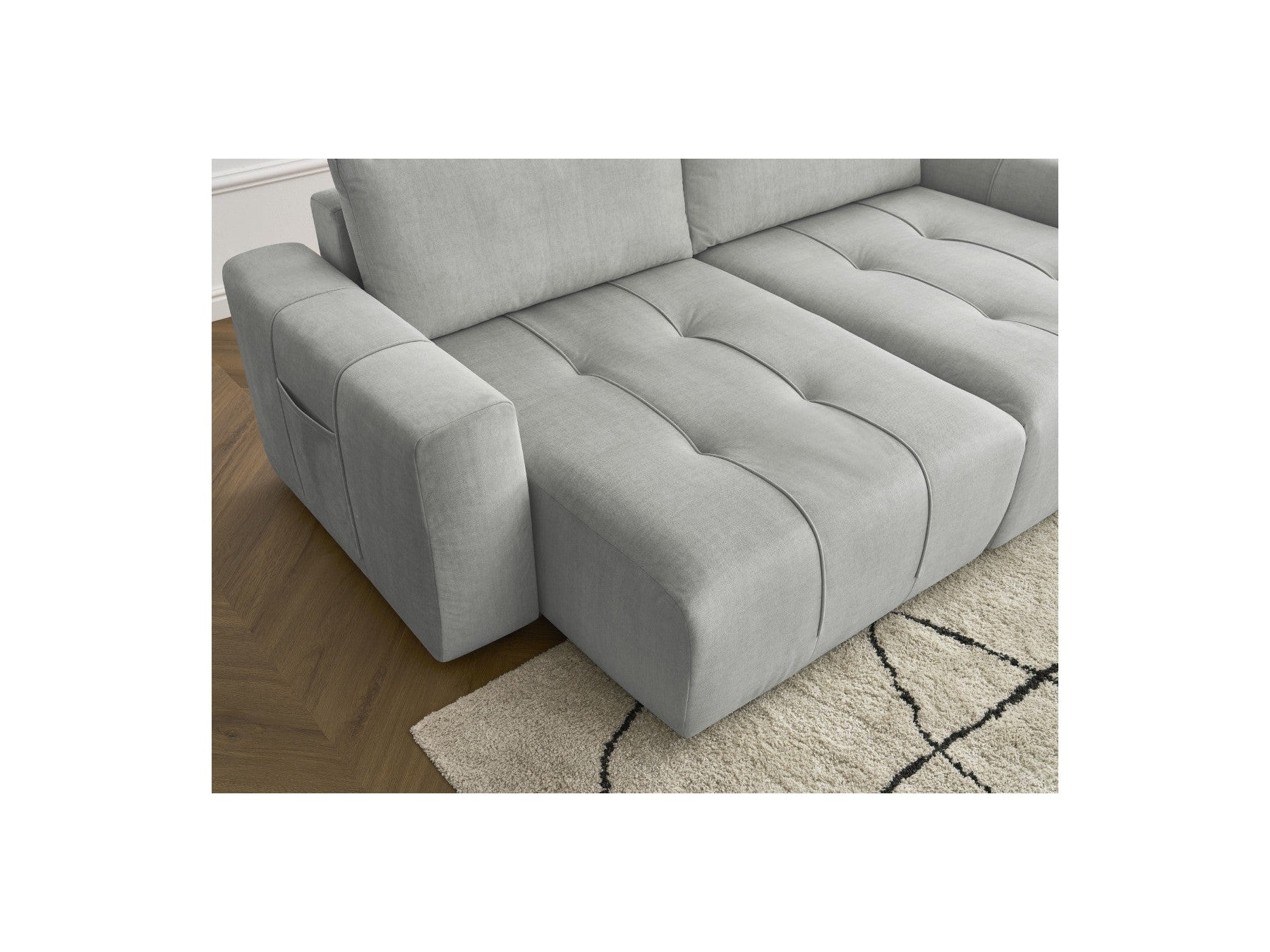 Sofá recto fijo de 4 plazas - Arsene - Asiento profundo - Tejido de terciopelo