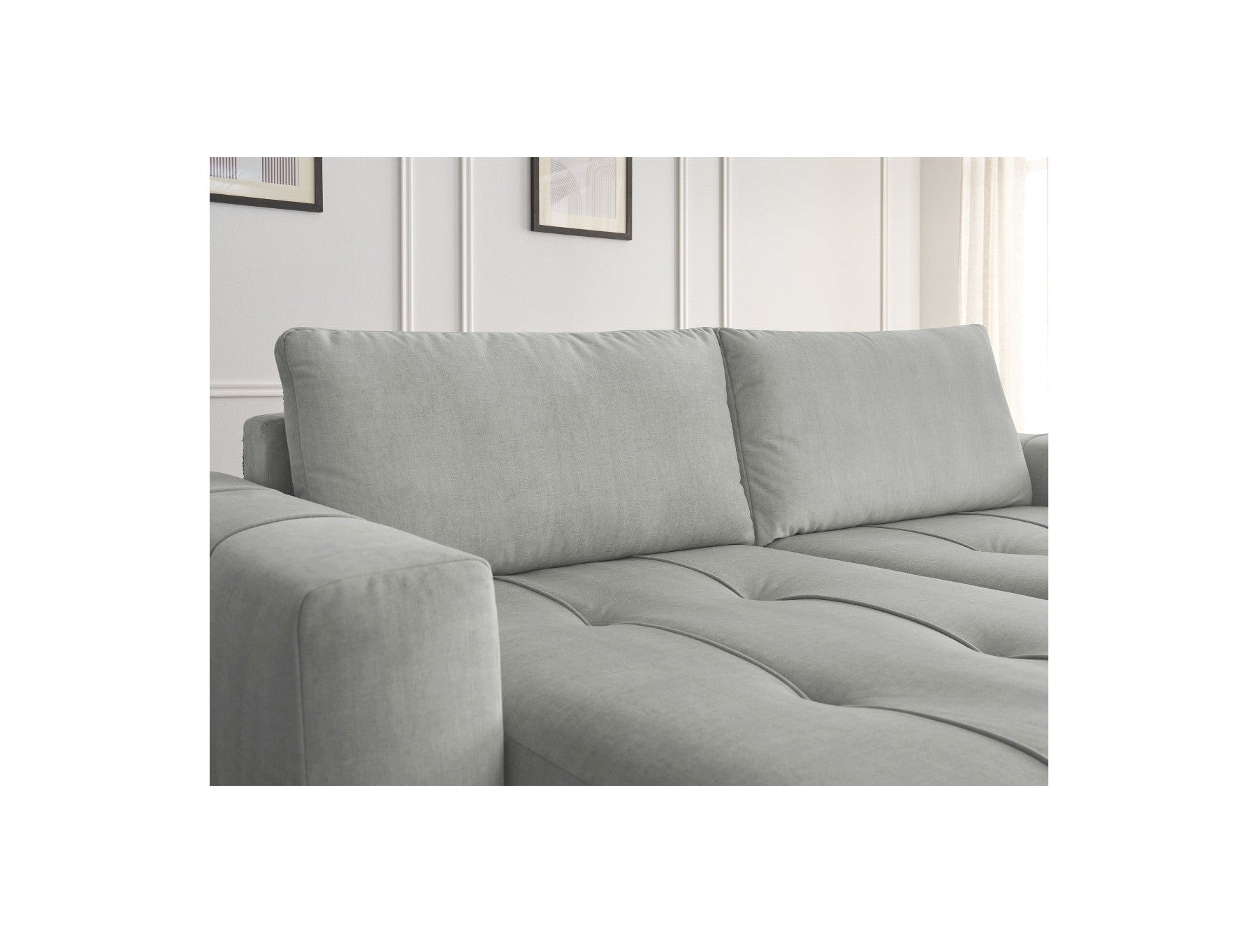 Sofá recto fijo de 4 plazas - Arsene - Asiento profundo - Tejido de terciopelo