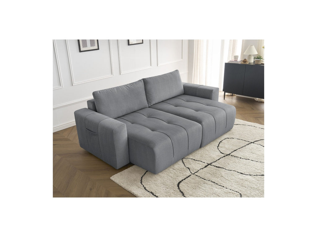 Sofá recto fijo de 4 plazas - Arsene - Asiento profundo - Tejido de terciopelo