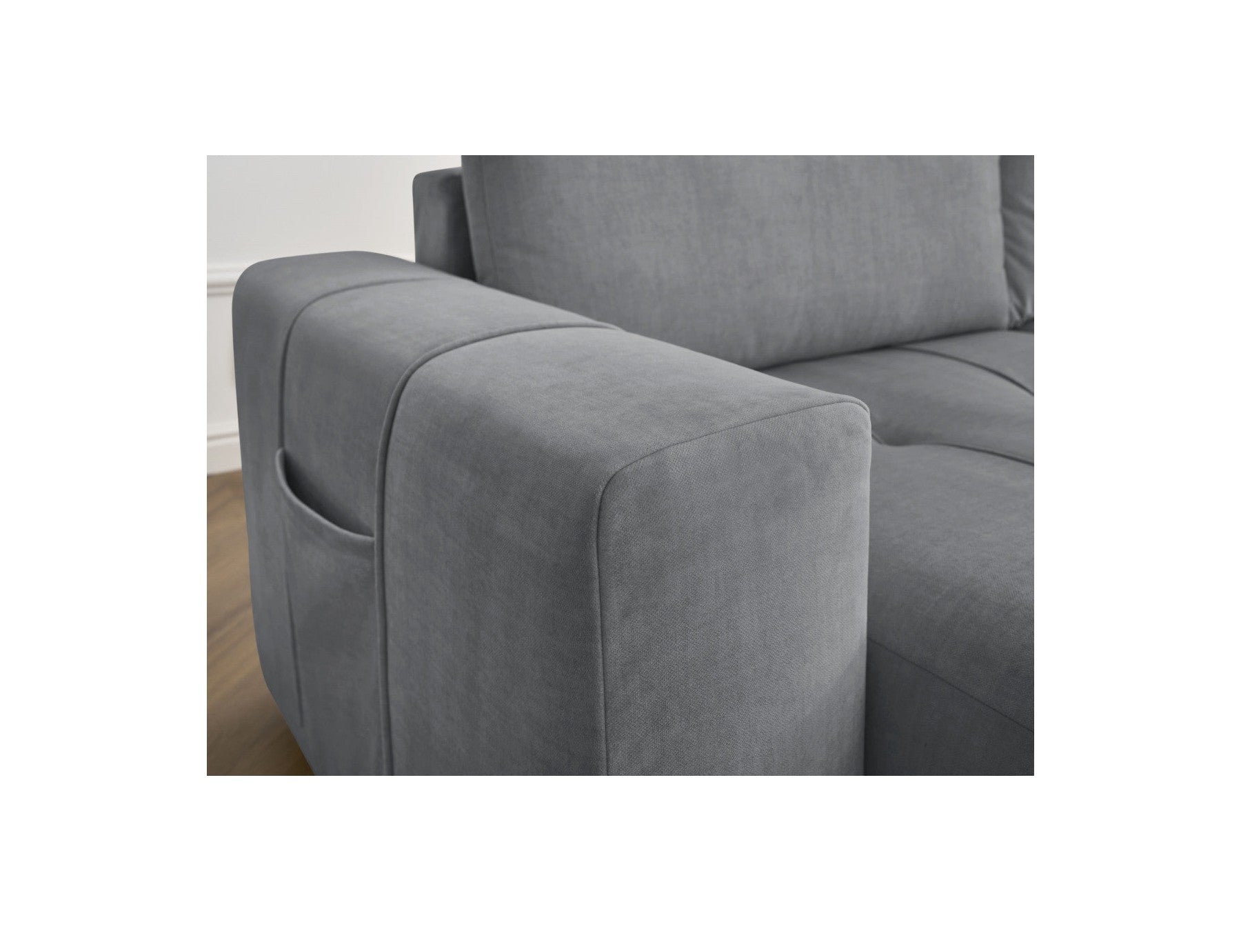 Sofá recto fijo de 4 plazas - Arsene - Asiento profundo - Tejido de terciopelo