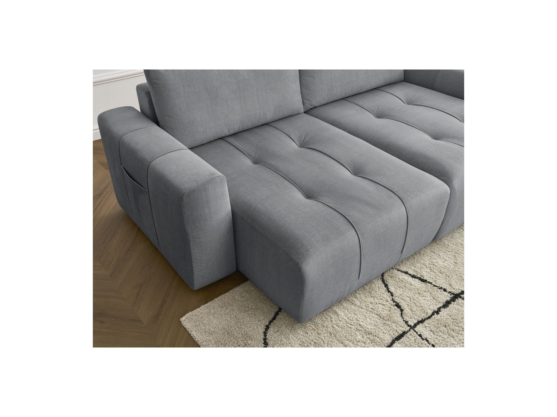 Sofá recto fijo de 4 plazas - Arsene - Asiento profundo - Tejido de terciopelo