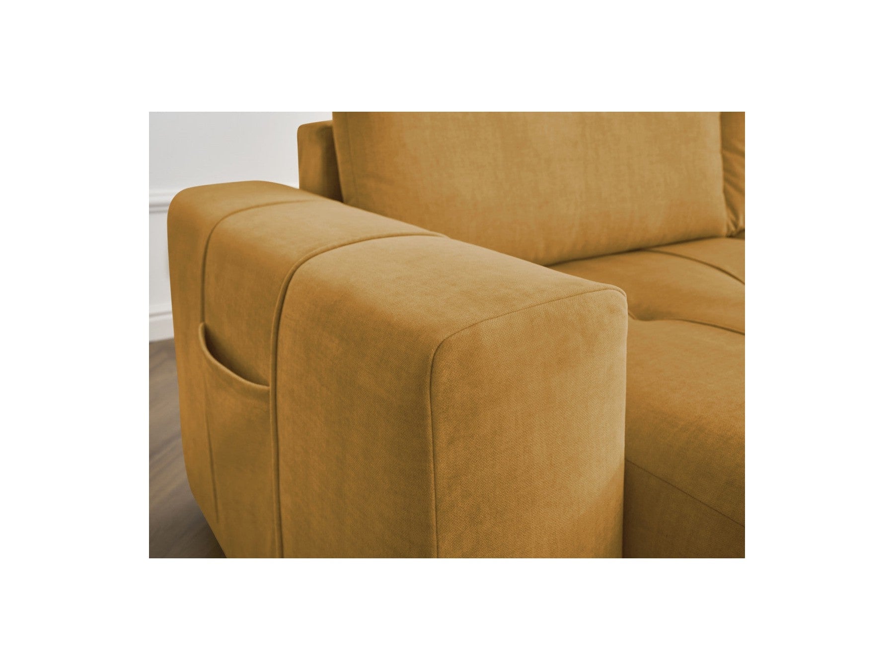 Sofá recto fijo de 4 plazas - Arsene - Asiento profundo - Tejido de terciopelo