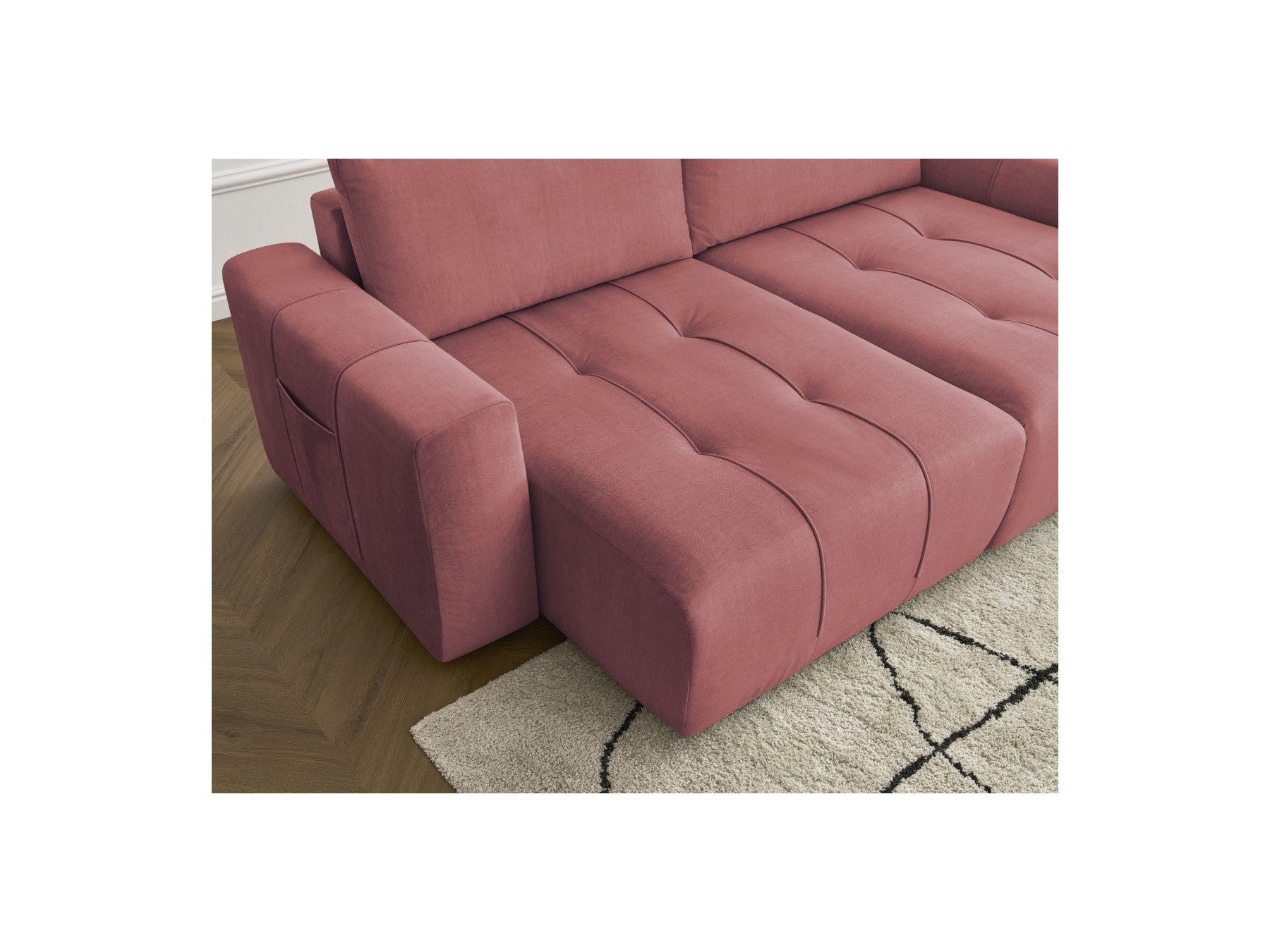 Sofá recto fijo de 4 plazas - Arsene - Asiento profundo - Tejido de terciopelo