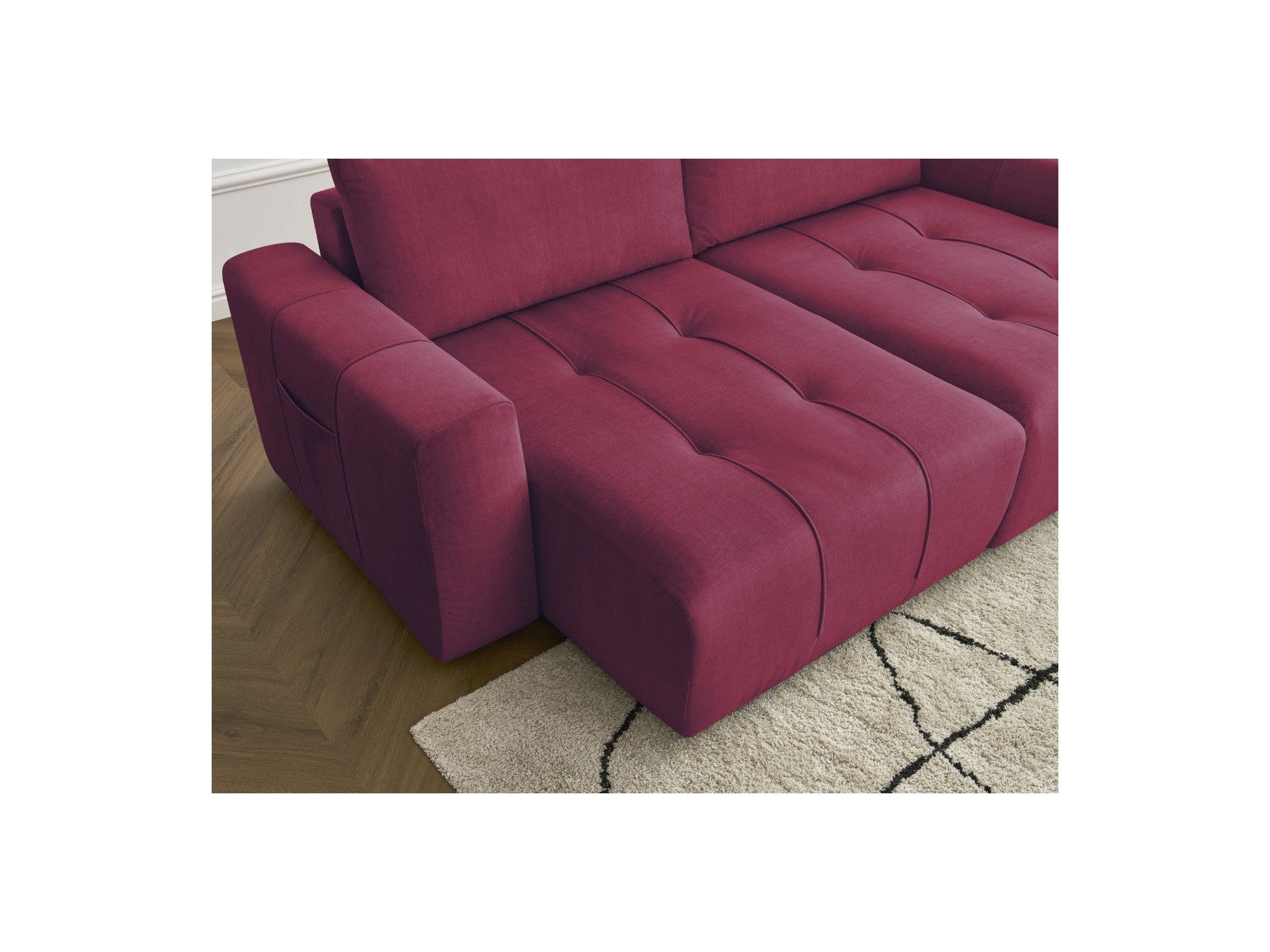 Sofá recto fijo de 4 plazas - Arsene - Asiento profundo - Tejido de terciopelo